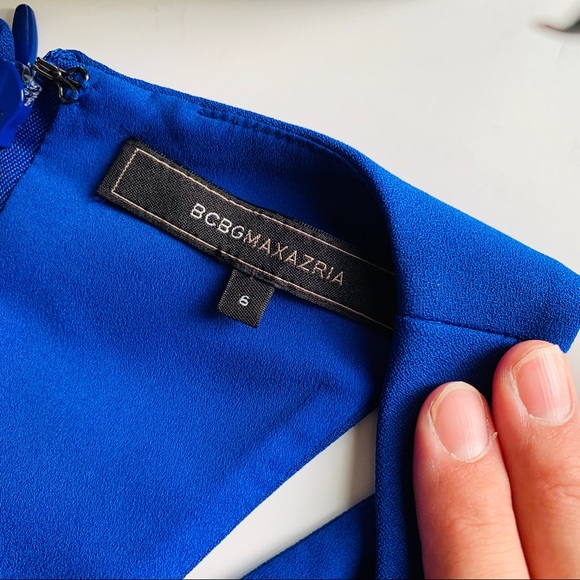 BCBGMAXAZRIA Blue Sleeveless A-Line Mini Dress - Picture 8 of 11